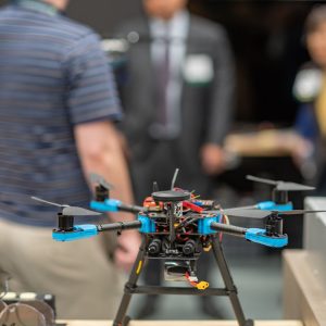 A drone sitting on a table